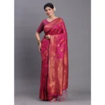 Generic Women's Silk Printed Saree With Unstitched Blouse 5.5Mtr (Magenta) - Image 2