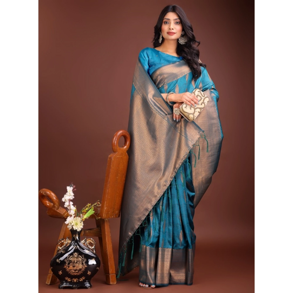 PID-67063-Women-s-Banarasi-Silk-Printed-Saree-With-Unstitched-Blouse-5-5-Mtr-Sea-Green-1-1000x1000-1.webp Generic Women's Banarasi Silk Printed Saree With Unstitched Blouse 5.5Mtr (Blue) - Image 1