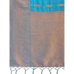 Generic Women's Banarasi Silk Printed Saree With Unstitched Blouse 5.5Mtr (Blue) - Image 2
