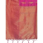 Generic Women's Banarasi Silk Printed Saree With Unstitched Blouse 5.5Mtr (Purple) - Image 2