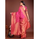 Generic Women's Banarasi Silk Printed Saree With Unstitched Blouse 5.5Mtr (Magenta) - Image 4