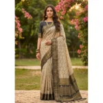 Generic Women's Cotton Printed Saree With Unstitched Blouse 5.5Mtr (Multicolor)