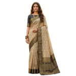 Generic Women's Cotton Printed Saree With Unstitched Blouse 5.5Mtr (Multicolor) - Image 5