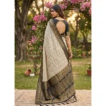 Generic Women's Cotton Printed Saree With Unstitched Blouse 5.5Mtr (Multicolor) - Image 4