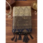 Generic Women's Cotton Printed Saree With Unstitched Blouse 5.5Mtr (Multicolor) - Image 3