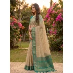 Generic Women's Cotton Printed Saree With Unstitched Blouse 5.5Mtr (Multicolor) - Image 2