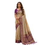 Generic Women's Cotton Printed Saree With Unstitched Blouse 5.5Mtr (Multicolor) - Image 5