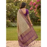 Generic Women's Cotton Printed Saree With Unstitched Blouse 5.5Mtr (Multicolor) - Image 4