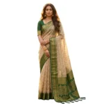 Generic Women's Cotton Printed Saree With Unstitched Blouse 5.5Mtr (Multicolor) - Image 5