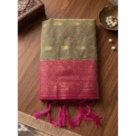 Generic Women's Cotton Printed Saree With Unstitched Blouse 5.5Mtr (Multicolor) - Image 2