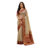 Generic Women's Cotton Printed Saree With Unstitched Blouse 5.5Mtr (Multicolor) - Image 5