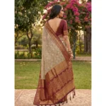 Generic Women's Cotton Printed Saree With Unstitched Blouse 5.5Mtr (Multicolor) - Image 4