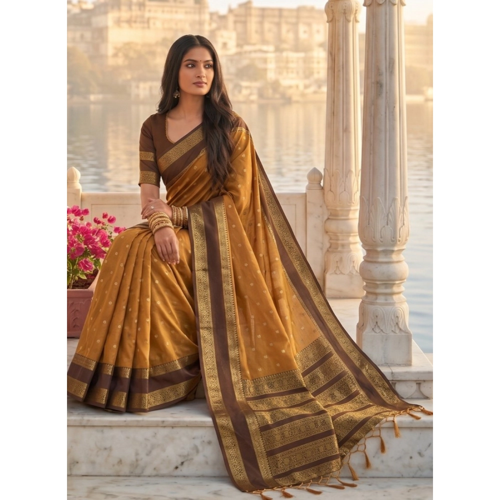 PID-67081-Women-s-Silk-Blend-Printed-Saree-With-Unstitched-Blouse-5-5-Mtr-Mustrd-1-1000x1000-1.webp Generic Women's Silk Blend Printed Saree With Unstitched Blouse 5.5Mtr (Mustard-Brown) - Image 1