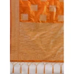 Generic Women's Silk Blend Printed Saree With Unstitched Blouse 5.5Mtr (Orange) - Image 2