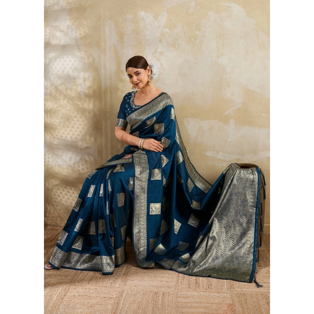 PID-67089-Women-s-Silk-Blend-Printed-Saree-With-Unstitched-Blouse-5-5-Mtr-Teal-Blue-1-1000x1000-1.webp Generic Women's Silk Blend Printed Saree With Unstitched Blouse 5.5Mtr (Teal Blue) - Image 1