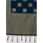 Generic Women's Silk Blend Printed Saree With Unstitched Blouse 5.5Mtr (Teal Blue) - Image 2