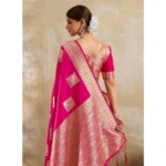 Generic Women's Silk Blend Printed Saree With Unstitched Blouse 5.5Mtr (Magenta) - Image 5