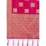 Generic Women's Silk Blend Printed Saree With Unstitched Blouse 5.5Mtr (Magenta) - Image 2