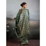 Generic Women's Silk Blend Printed Saree With Unstitched Blouse 5.5Mtr (Bottel Green) - Image 5