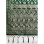 Generic Women's Silk Blend Printed Saree With Unstitched Blouse 5.5Mtr (Bottel Green) - Image 2