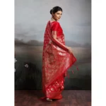 Generic Women's Silk Blend Printed Saree With Unstitched Blouse 5.5Mtr (Red) - Image 5