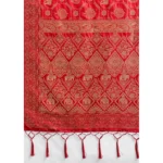 Generic Women's Silk Blend Printed Saree With Unstitched Blouse 5.5Mtr (Red) - Image 2