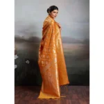 Generic Women's Silk Blend Printed Saree With Unstitched Blouse 5.5Mtr (Orange) - Image 5