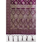 Generic Women's Silk Blend Printed Saree With Unstitched Blouse 5.5Mtr (Wine) - Image 2