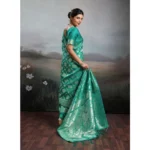 Generic Women's Silk Blend Printed Saree With Unstitched Blouse 5.5Mtr (Rama Green) - Image 5