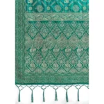 Generic Women's Silk Blend Printed Saree With Unstitched Blouse 5.5Mtr (Rama Green) - Image 2