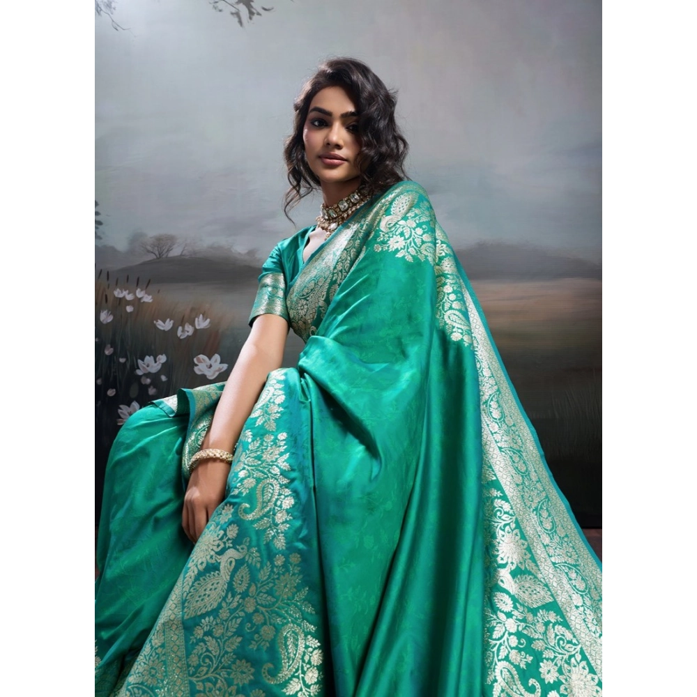 PID-67106-Women-s-Silk-Blend-Printed-Saree-With-Unstitched-Blouse-5-5-Mtr-Rama-1-1000x1000-1.webp Generic Women's Silk Blend Printed Saree With Unstitched Blouse 5.5Mtr (Teal Green) - Image 1