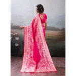 Generic Women's Silk Blend Printed Saree With Unstitched Blouse 5.5Mtr (Pink) - Image 4