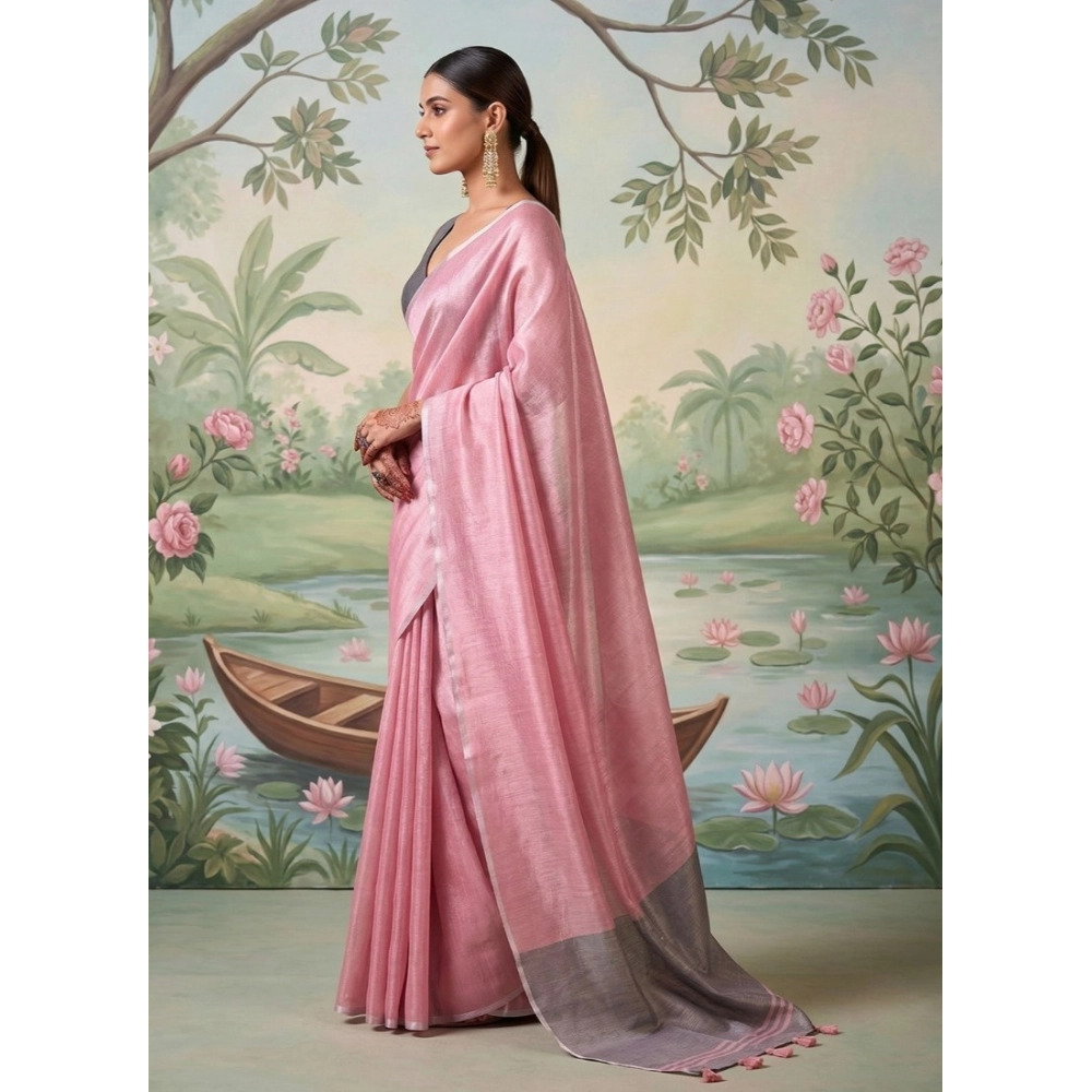 PID-67108-Women-s-Tissue-Silk-Soild-Saree-With-Unstitched-Blouse-5-5-Mtr-Light-Pink-1-1000x1000-1.webp Generic Women's Tissue Silk Solid Saree With Unstitched Blouse 5.5Mtr (Baby Pink) - Image 1