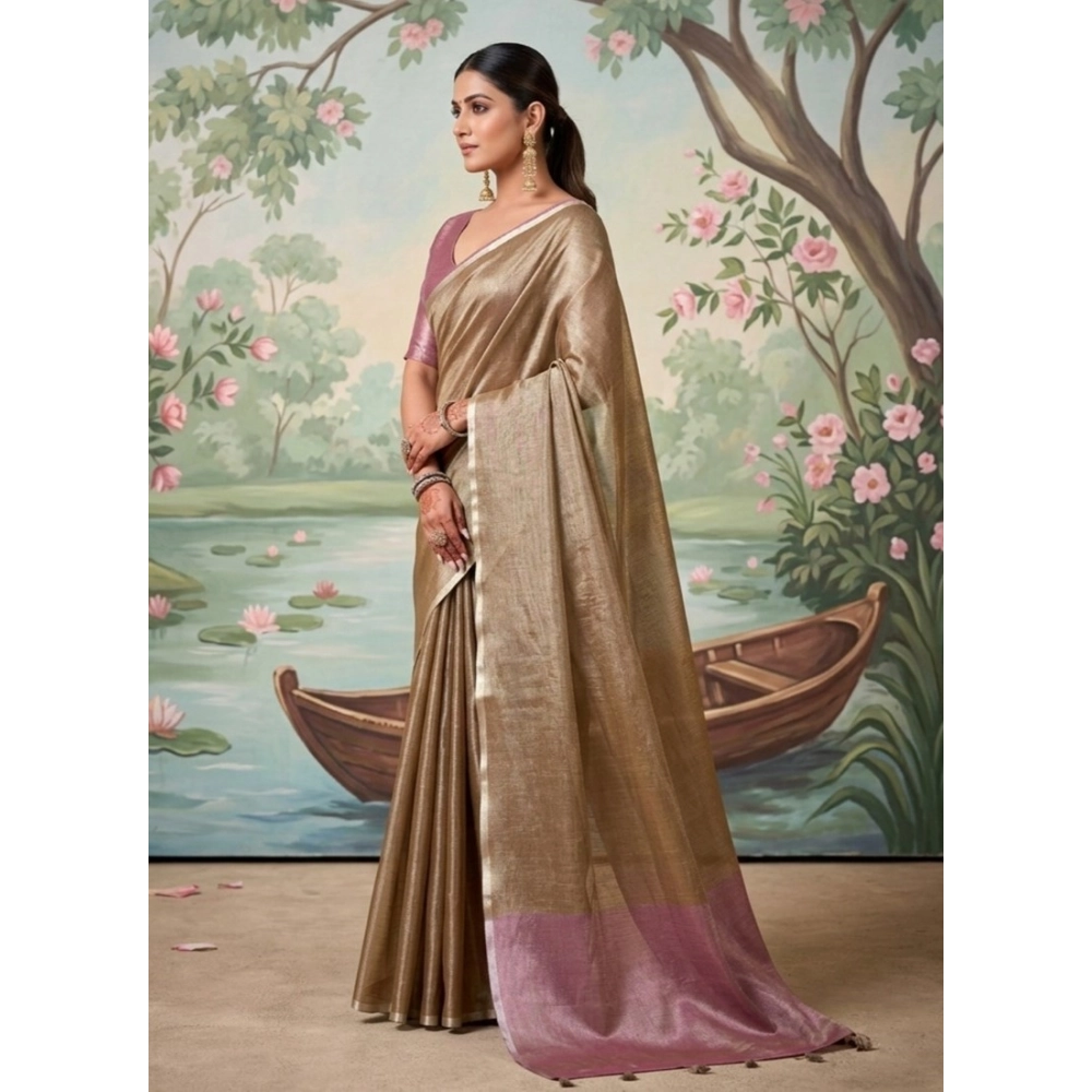 PID-67109-Women-s-Tissue-Silk-Soild-Saree-With-Unstitched-Blouse-5-5-Mtr-Brown-1-1000x1000-1.webp Generic Women's Tissue Silk Solid Saree With Unstitched Blouse 5.5Mtr (Brown) - Image 1