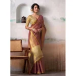 Generic Women's Tissue Silk Solid Saree With Unstitched Blouse 5.5Mtr (Purple)