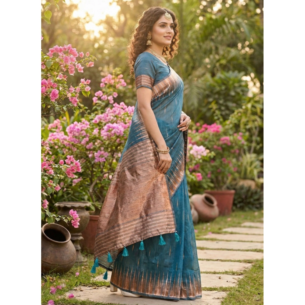 PID-67121-Women-s-Linen-Cotton-Printed-Saree-With-Unstitched-Blouse-5-5-Mtr-Blue-1-1000x1000-1.webp Generic Women's Linen Cotton Printed Saree With Unstitched Blouse 5.5Mtr (Blue) - Image 1