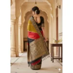 Generic Women's Dola Silk Embellished Saree With Unstitched Blouse 5.5Mtr (Multicolor) - Image 3