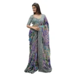 Generic Women's Chiffon Embellished Saree With Unstitched Blouse 5.5Mtr (Multicolor) - Image 3