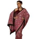 Generic Women's Crepe Printed Saree With Unstitched Blouse 5.5Mtr (Maroon) - Image 4