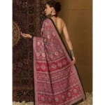 Generic Women's Crepe Printed Saree With Unstitched Blouse 5.5Mtr (Maroon) - Image 2