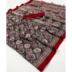 Generic Women's Crepe Printed Saree With Unstitched Blouse 5.5Mtr (Multicolor) - Image 4