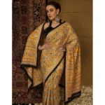 Generic Women's Crepe Printed Saree With Unstitched Blouse 5.5Mtr (Yellow)