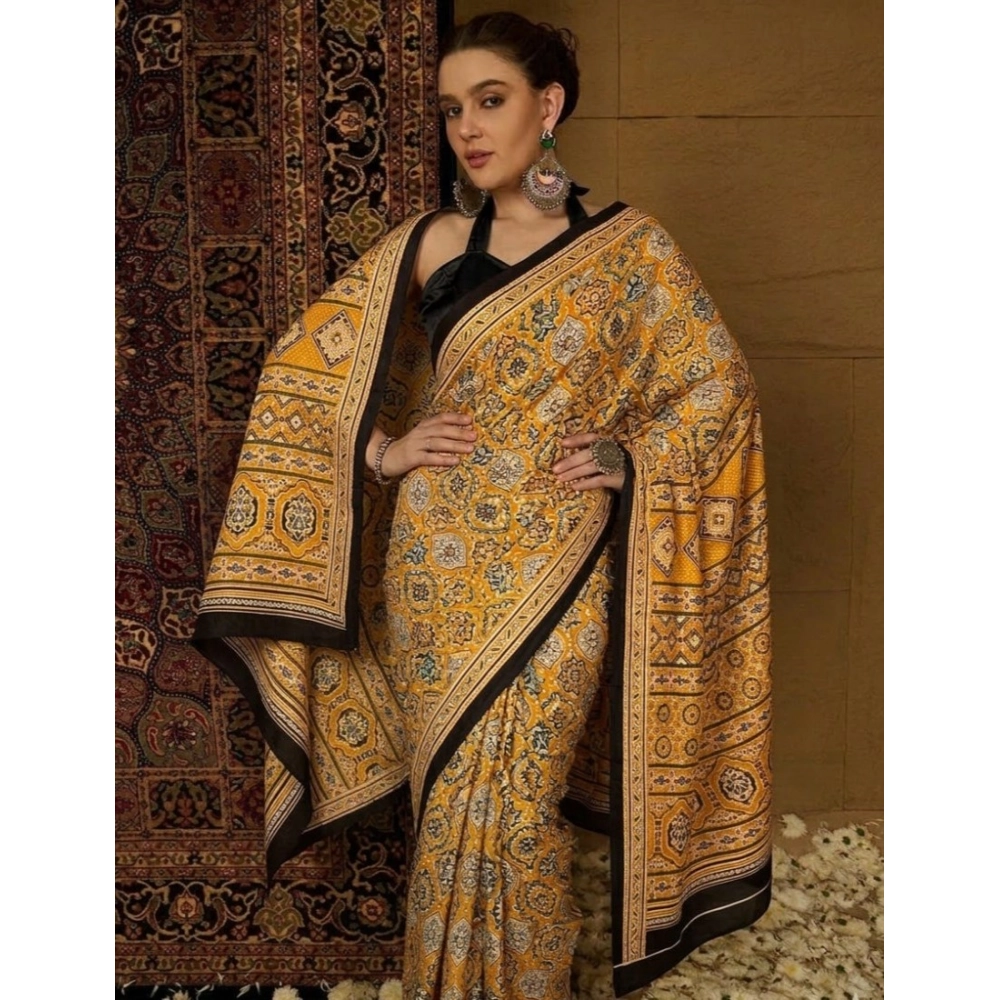 PID-67150-Women-s-Crepe-Printed-Saree-With-Unstitched-Blouse-5-5-Mtr-Yellow-1-1000x1000-1.webp Generic Women's Crepe Printed Saree With Unstitched Blouse 5.5Mtr (Yellow) - Image 1