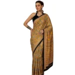 Generic Women's Crepe Printed Saree With Unstitched Blouse 5.5Mtr (Yellow) - Image 5