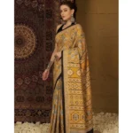 Generic Women's Crepe Printed Saree With Unstitched Blouse 5.5Mtr (Yellow) - Image 4