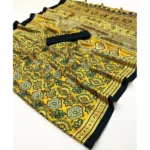 Generic Women's Crepe Printed Saree With Unstitched Blouse 5.5Mtr (Yellow) - Image 2