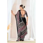 Generic Women's Crepe Printed Saree With Unstitched Blouse 5.5Mtr (Black) - Image 4