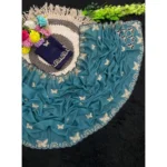 Generic Women's Star Georgette Embellished Saree With Unstitched Blouse 5.5Mtr (Blue) - Image 5