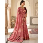 Generic Women's Star Georgette Embellished Saree With Unstitched Blouse 5.5Mtr (Dusty Coral-Maroon) - Image 6