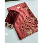 Generic Women's Star Georgette Embellished Saree With Unstitched Blouse 5.5Mtr (Dusty Coral-Maroon) - Image 5